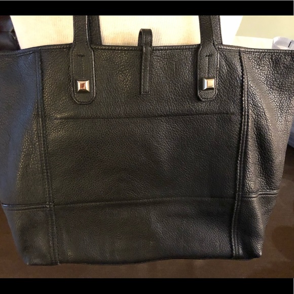 Stella & Dot Paris Market Black Leather Tote - Picture 7 of 12